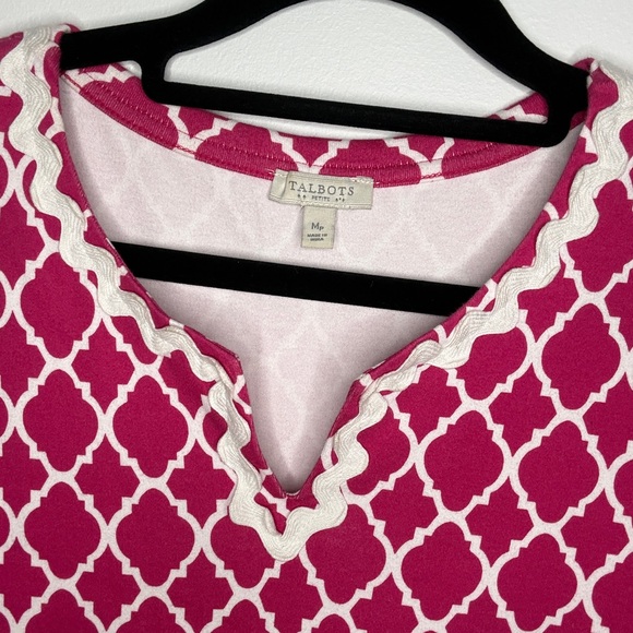 Talbots Fuchsia & White Sleeveless Lattice Shift Dress - Picture 2 of 3